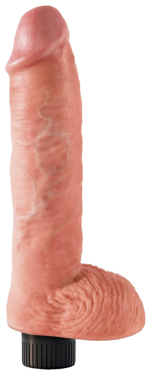 King Cock 10 in. Vibrating Cock with Balls Flesh